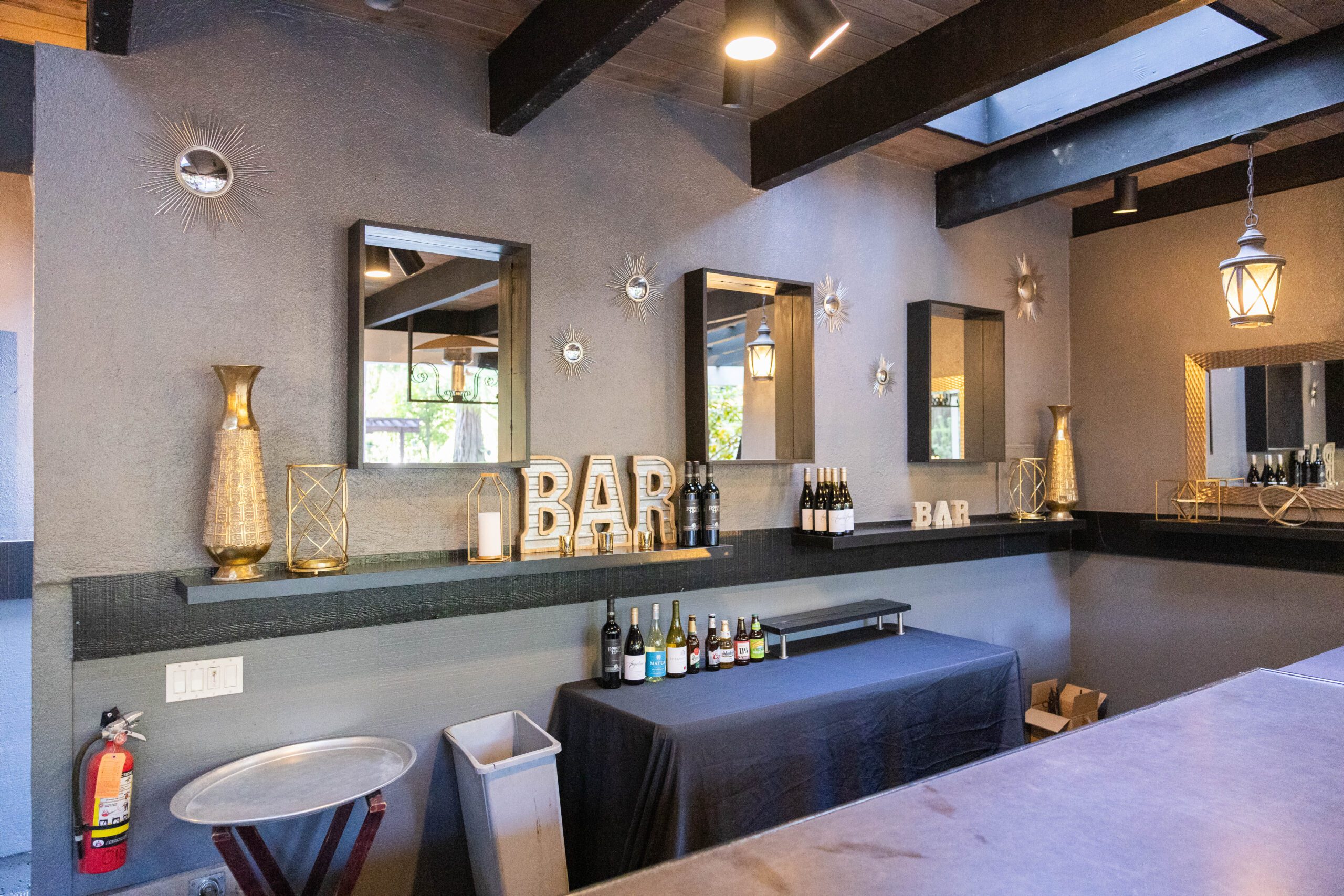 Memorial reception bar area at Redwood Event Center