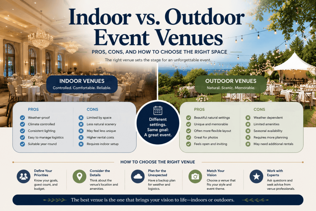 Indoor vs Outdoor Event Venue Space at Redwood Event Center
